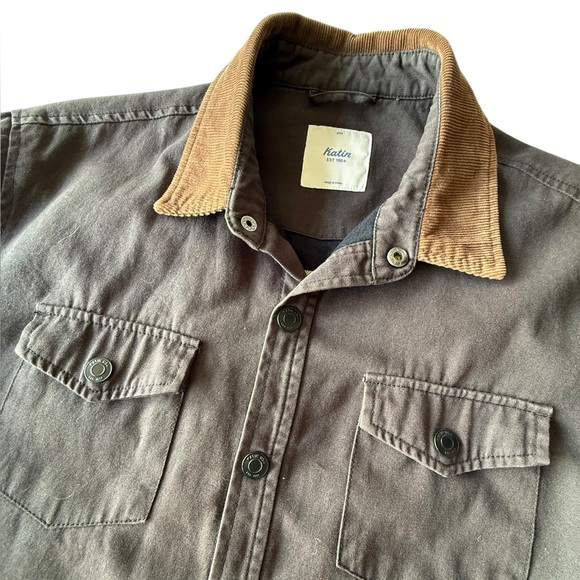 Katin Moss Green Insulated Canvas Shacket, Small - Picture 3 of 7